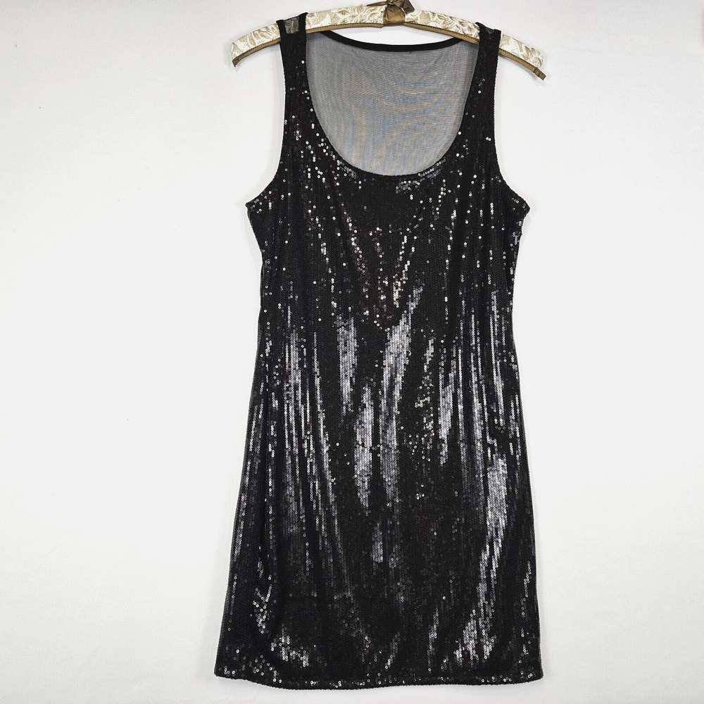 Forever 21 Sequin Mini Dress Party Night Out Womens S Black Polyester Sparkle